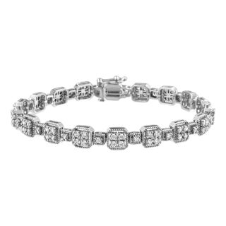 10K White Gold 2.0 Cttw Diamond Square Link Bracelet (J-K Color, I2-I3 Clarity) - Size 7.25" For Sale