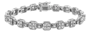 10K White Gold 2.0 Cttw Diamond Square Link Bracelet (J-K Color, I2-I3 Clarity) - Size 7.25"