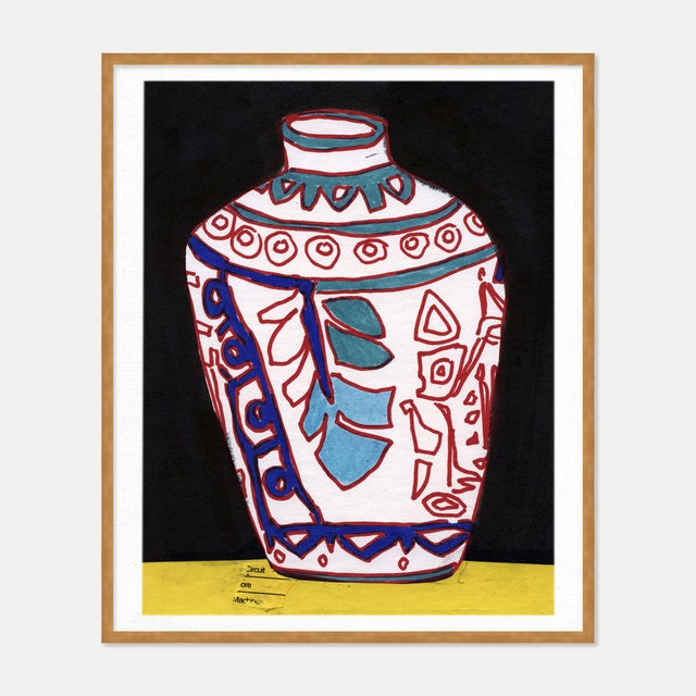 Contemporary White Vase by Jelly Chen in Gold Framed Paper, Small Art Print For Sale - Image 3 of 3