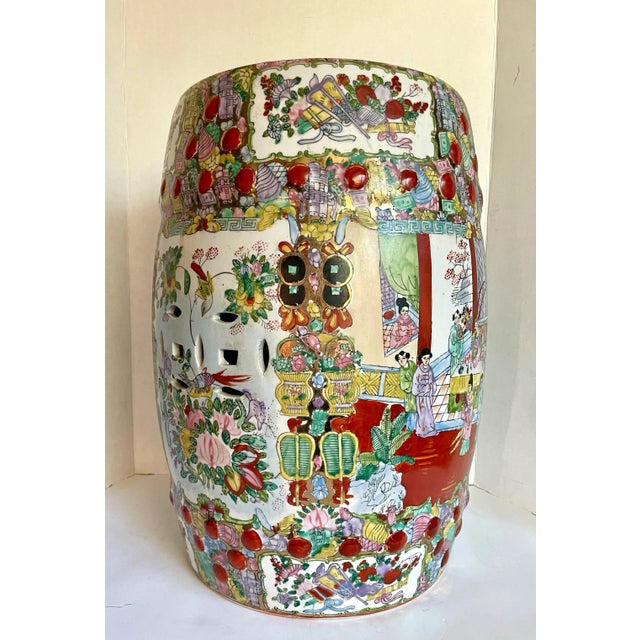 Vintage Asian Famille Rose Porcelain Garden Stool For Sale - Image 11 of 12