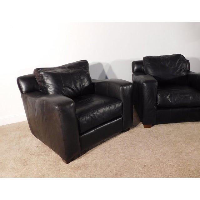 1990s Pair Vintage Massive Ferguson Copeland, Ltd. Tribecca Leather Lounge Club Tub Chairs For Sale - Image 5 of 16