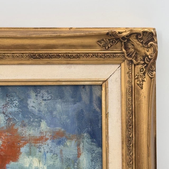 Yellow Vintage Modernist Oil Painting Still Life in Gilt Frame - Unsigned For Sale - Image 8 of 12