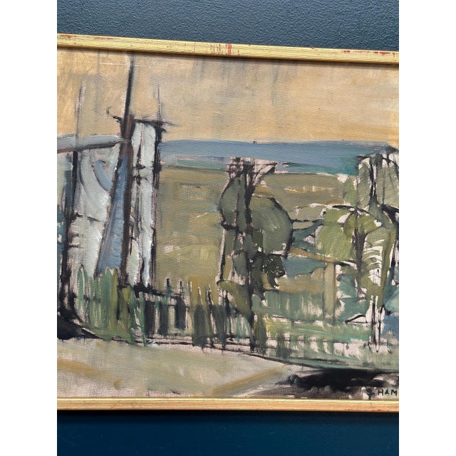 Mid-Century Modern S. Hamlet, Abstract Landscape, 1960s, Oil Painting on Canvas, Framed For Sale - Image 3 of 17