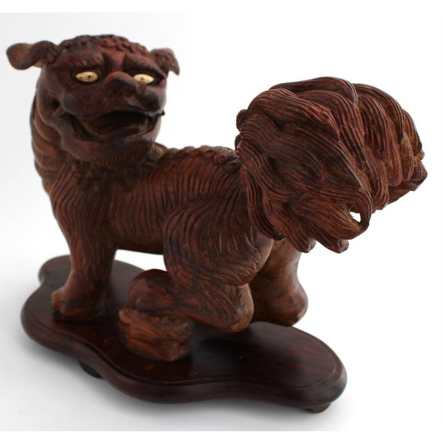 Antique Japanese Wood Shishi Foo Dog Lion Okimono Meiji Taisho Inlaid Eyes 10.5” Long x 8.75” Tall x 5” Wide This is a...
