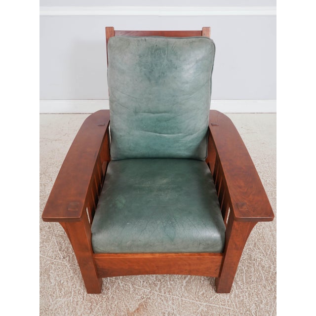 Age: Approx: 30 Years Old Details: Cherry High Quality Construction Nice Tooled Leather Arts & Crafts Reclining Back...