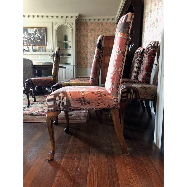20th Century Kilim Upholstered Dining Chairs Set of 8 Chairish