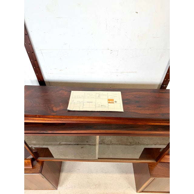Mid 20th Century Vintage Rud Thygesen & Johnny Sørensen for Hg Furniture Brazilian Rosewood Hg Systemi Three-Bay Modular Wall Unit, Denmark 1960s For Sale - Image 5 of 18