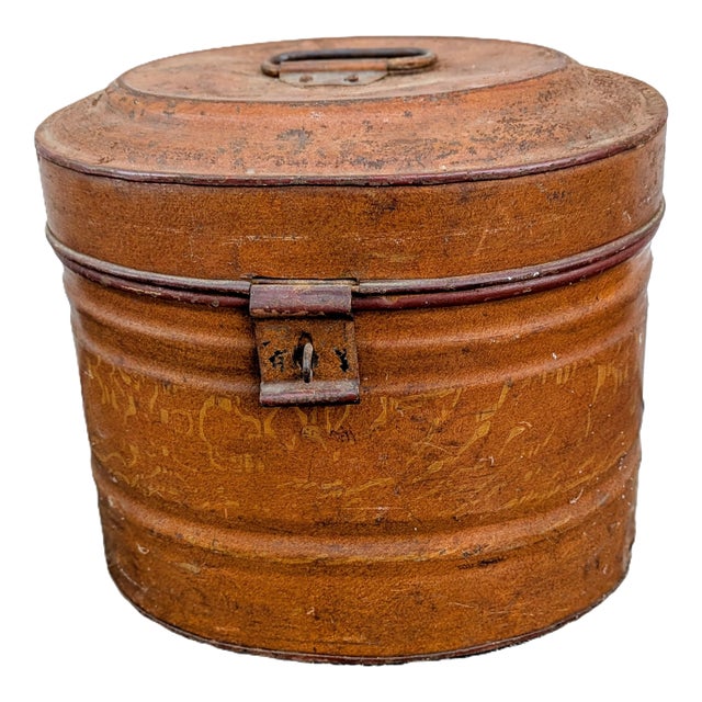 Antique Victorian Metal Hatbox For Sale