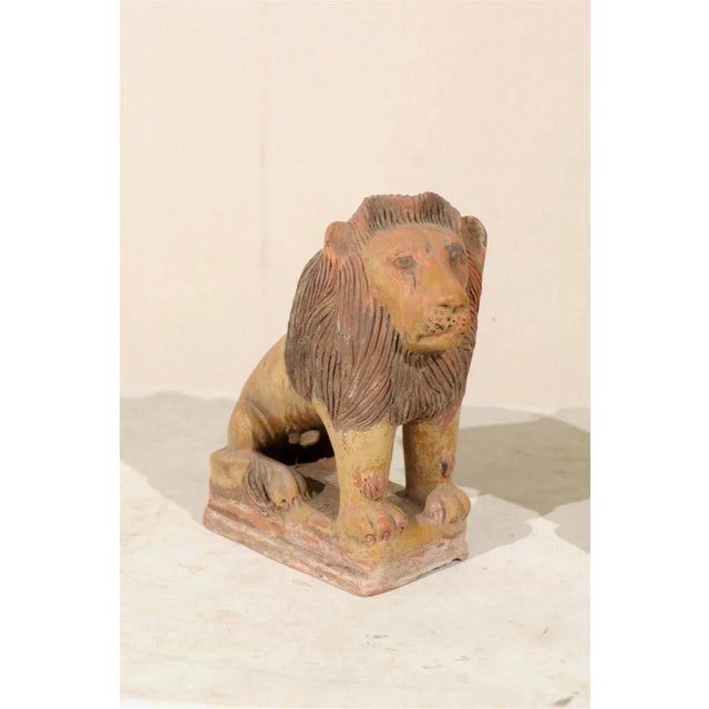 English British Colonial Terracotta Lions - a Pair For Sale - Image 3 of 10