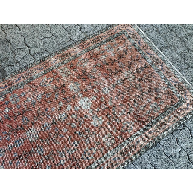 Orange 1960s Vintage Orange Distressed Rug For Sale - Image 8 of 11