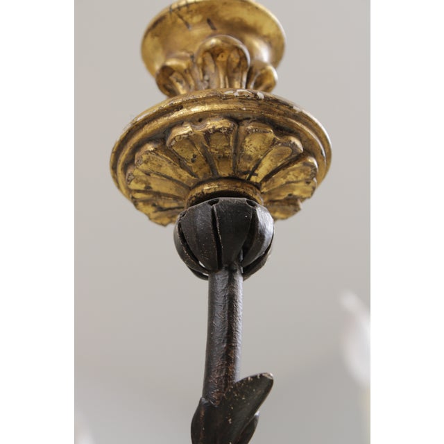 1980s Italian Gold Leaf Giltwood 8 Light Chandelier For Sale - Image 11 of 12