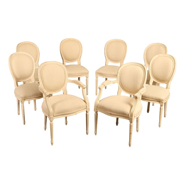 Century Furniture Set Of 8 Louis XVI Style Painted Dining Chairs For Sale