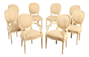 Century Furniture Set Of 8 Louis XVI Style Painted Dining Chairs