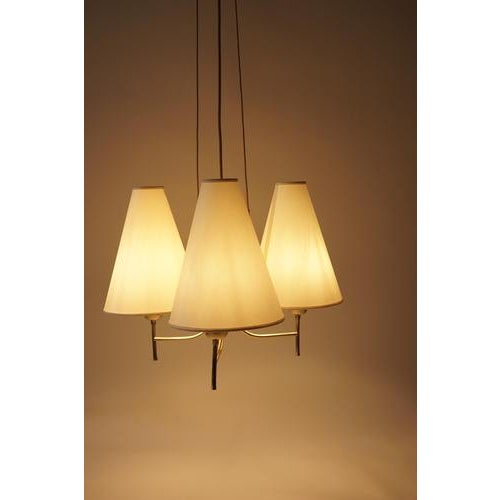 Mid-Century Brass 3-Light Chandelier, 1950s For Sale - Image 15 of 18