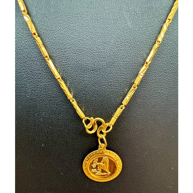 2020s 24 Karat Pure Gold Hand Made Yellow Gold Coin Necklace, 10.8 Gm, 18 Inch For Sale - Image 5 of 8