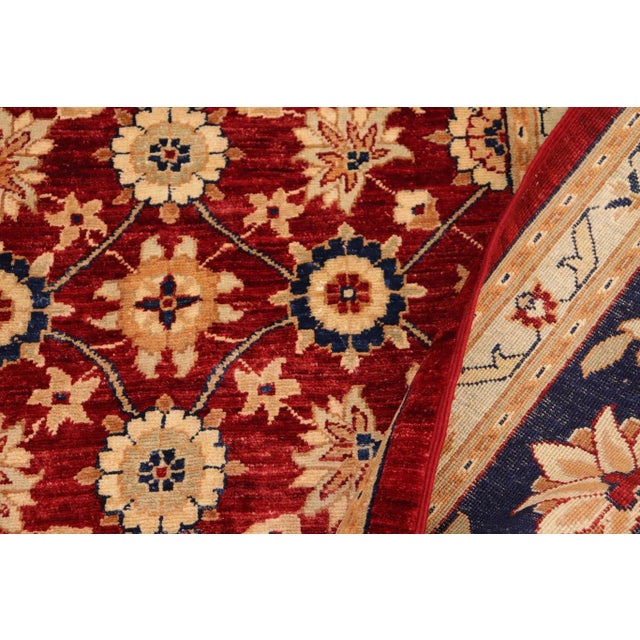 Textile Classic Ziegler Red Blue Hand-Knotted Wool Rug - 9'11'' X 14'2'' For Sale - Image 7 of 8
