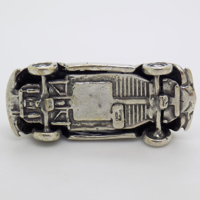 Silver Vintage Italian Handmade Genuine Silver Cabrio Car Convertible Figurine Miniature, Made in Tuscany (Arezzo, Ar, Italy) For Sale - Image 8 of 11