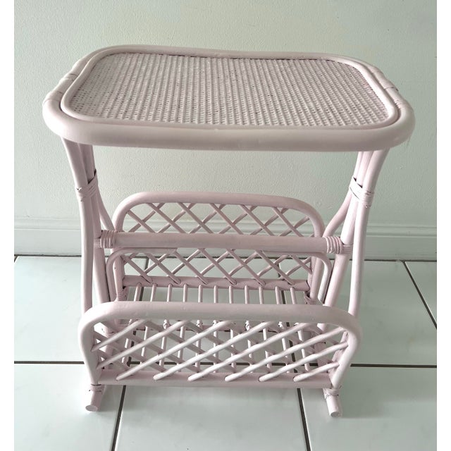 1970s Bamboo Rattan Magazine Rack Side Table For Sale - Image 5 of 10