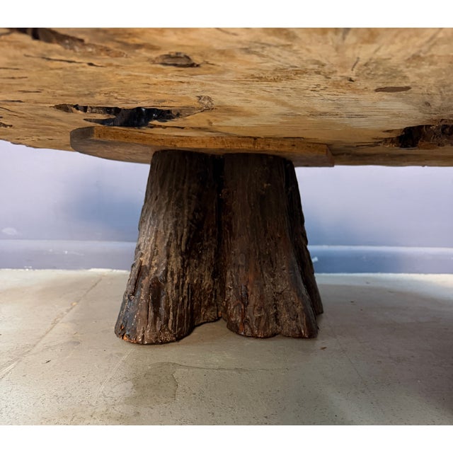 Vintage 1970s California Redwood Burl Live Edge Coffee Table on Redwood Stump Base For Sale - Image 4 of 15