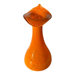 Art Glass Orange Vase Jack-in-the Pulpit