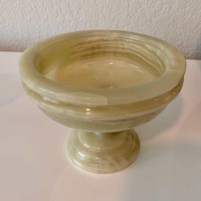 Italian Mid 20th Century Italian Vide Poche Green Onyx Pedestal Compote Bowl For Sale - Image 3 of 12