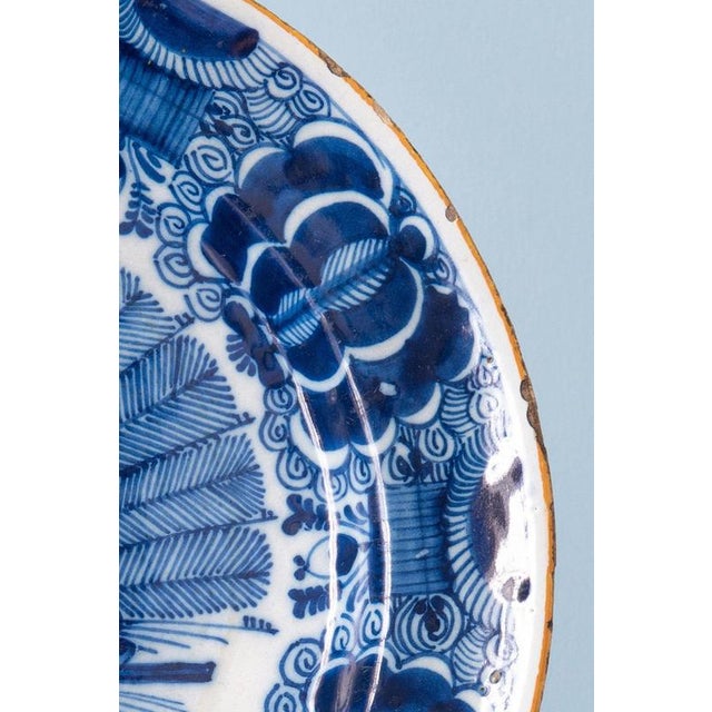 18th Century Dutch Delft Blue and White Peacock Dish For Sale - Image 3 of 8