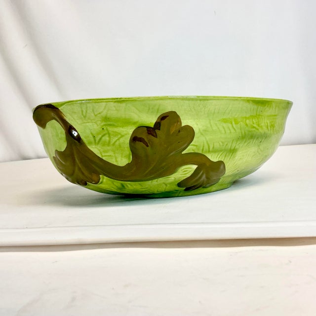 Mid 20th Century Americana Folk Art Arts & Crafts Ceramic Watermelon Serving Bowl With Ladle - 2 Piece Set. For Sale - Image 6 of 12