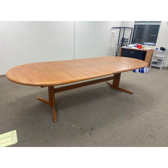 Vintage Mid-Century Modern Teak Danish Made in Denmark Large Conference Table For Sale - Image 10 of 12