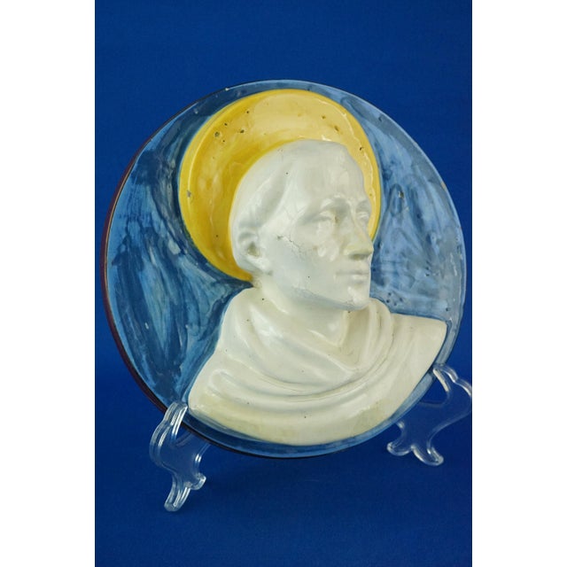 Ceramic Sculpture Medallion Plaque of Saint Francis, 1930s For Sale - Image 6 of 18