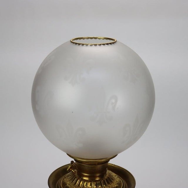 Antique Opalescent Embossed Glass Gone With the Wind Oil Lamp C1890 For Sale - Image 9 of 12