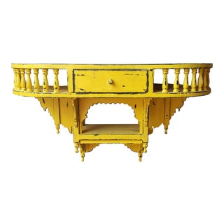Moroccan Reclaimed Wood Wall Shelf, Aged Yellow Look 2 For Sale