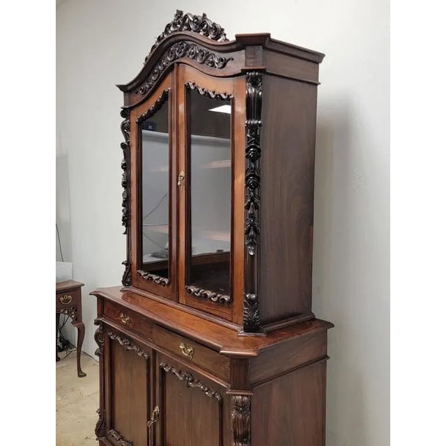 Rococo Superb Quality Antique Austrian Two Door Rosewood Bookcase. For Sale - Image 3 of 11