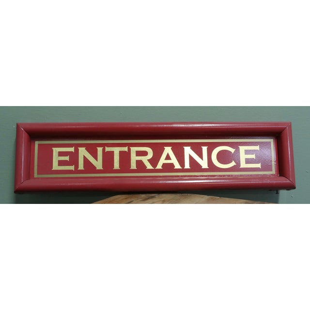 1960s Hand-Painted Red and Gold Leaf Entrance Sign, 1960s For Sale - Image 5 of 7