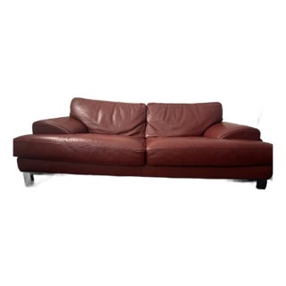 Roche Bobois Italian Leather Sofa - Oxblood/Rust - Excellent Condition For Sale