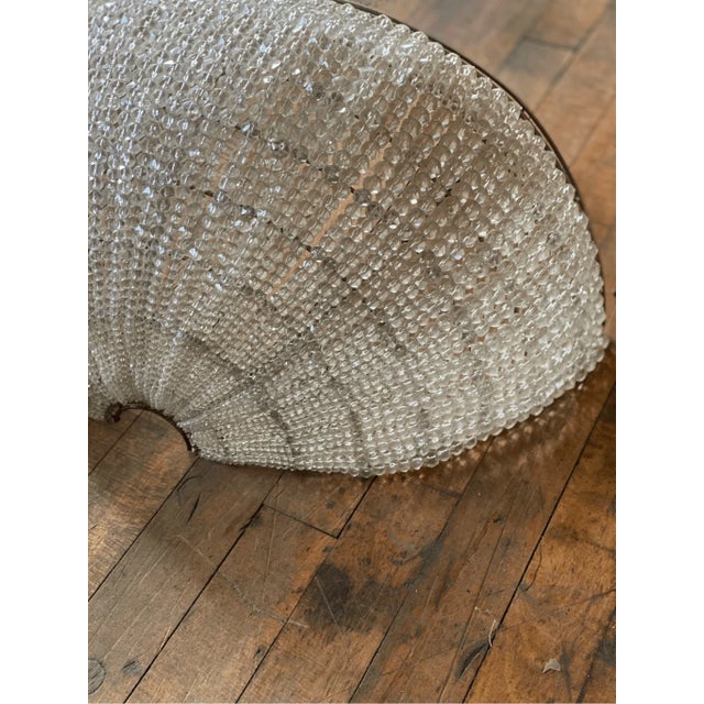 French Antique French Sconce Globe Basket With Glass Beads Half Moon For Sale - Image 3 of 6