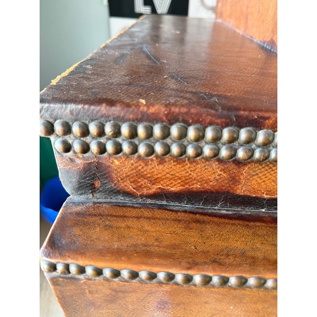 Rare Antique Prohibition Era Liquor Cabinet / Hidden Bar Leather Wrapped 1920s For Sale - Image 12 of 12