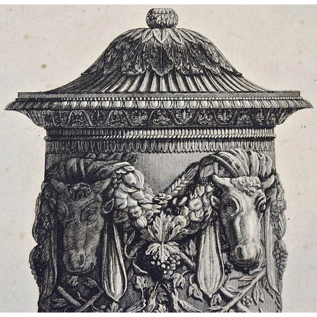 Realism Ancient Roman Marble Vase: 18th C. Etching Vaso Cinerario Di Gran Mole by Giovanni Piranesi, 1768-1778 For Sale - Image 3 of 5
