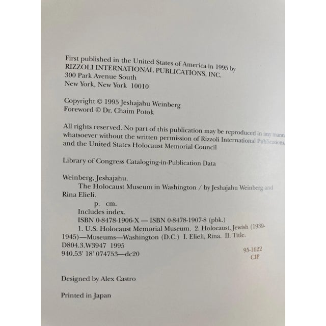 Holocaust Museum in Washington Hardcover 1995 by Jeshajahu Weinb Rina Elieli For Sale - Image 10 of 13