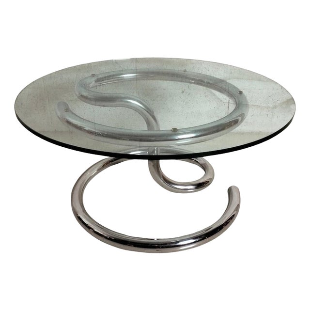 Anaconda Coffee Table in Glass and Chromed Steel attributed to Paul Tuttle for Strassle, 1970s For Sale