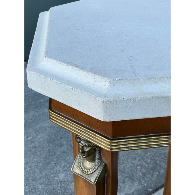 Chocolate Vintage Ormolu Stone Top Pedestals - A Pair For Sale - Image 8 of 12