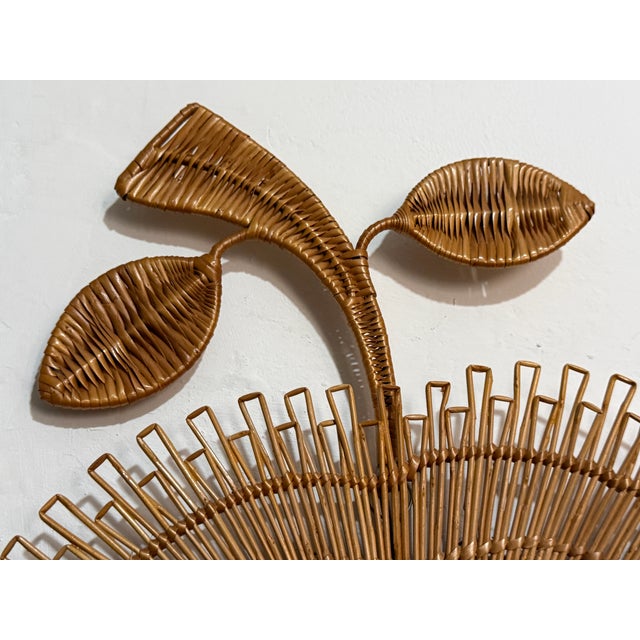 Apple-Shaped Rattan Mirror, Italy, 1960s For Sale - Image 4 of 9