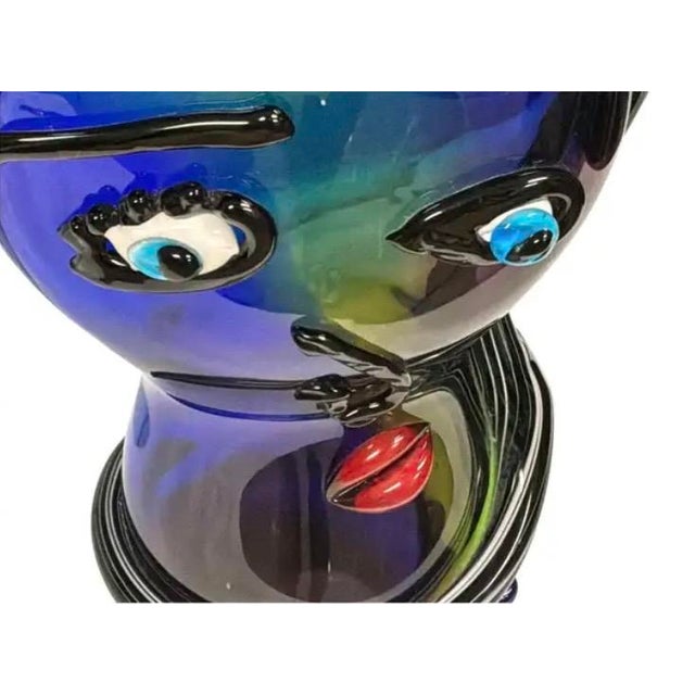 Glass Murano Glass Pop Art Woman Head Sculpture For Sale - Image 7 of 8