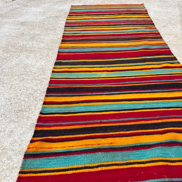 Boho Chic Vintage Runner Kilim Rug With Striped Design For Sale - Image 3 of 5
