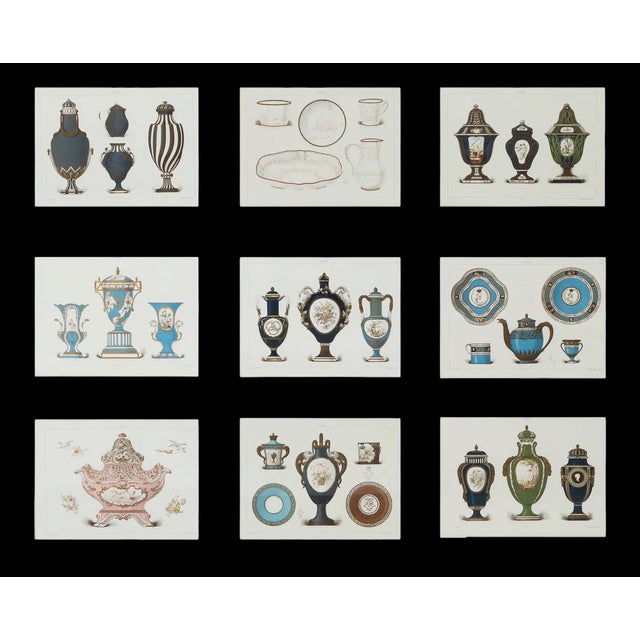 Blue Set of 9 Edouard Garnier Framed Lithograph Prints of Sevres Porcelain For Sale - Image 8 of 8