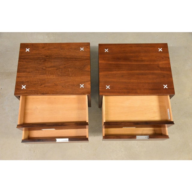 1960s Refinished American of Martinsville Walnut and Aluminum Nightstands - A Pair For Sale In Boston - Image 6 of 10