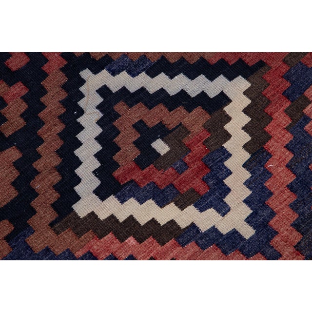 Vintage Kilim Red Handmade Flatweave Geometric Wool Runner For Sale In New York - Image 6 of 10