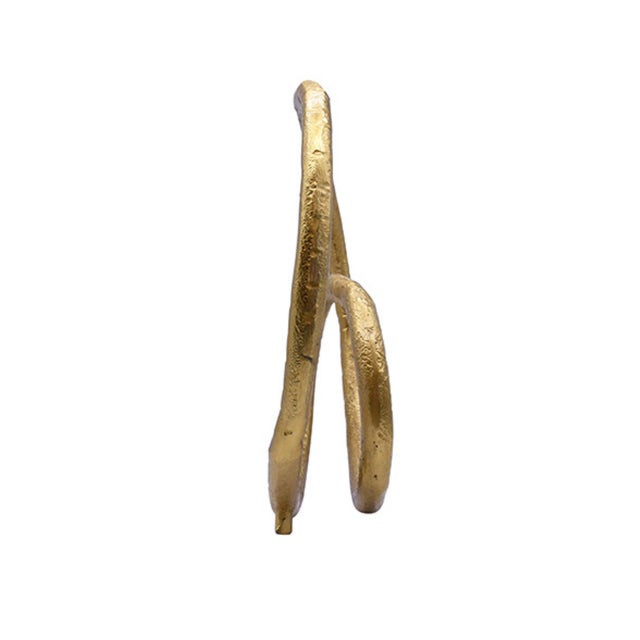 Worlds Away Matthew Izzo Home Orin Textured Brass Sculpture on Marble Base For Sale - Image 4 of 6