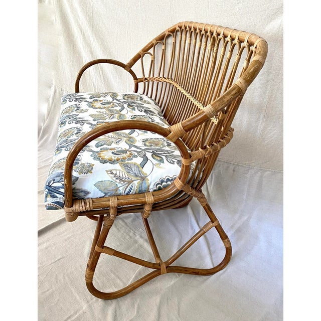 Mid-Century French Bamboo & Rattan Settee Bench For Sale - Image 4 of 9