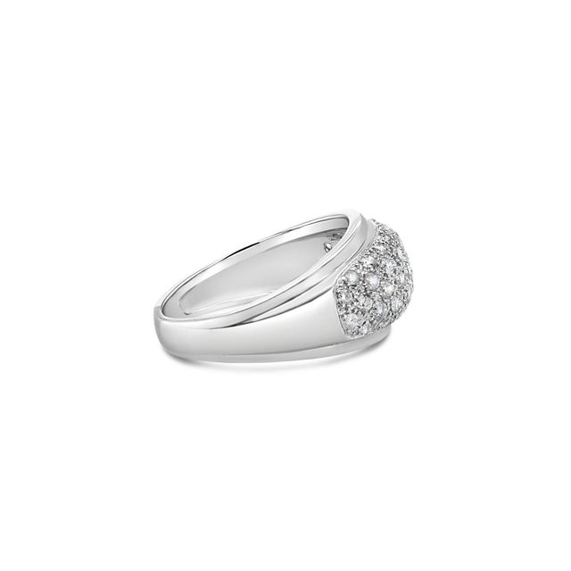 Contemporary Pave Diamond Cluster Diamond Ring 14k White Gold, Size 4 For Sale - Image 3 of 6