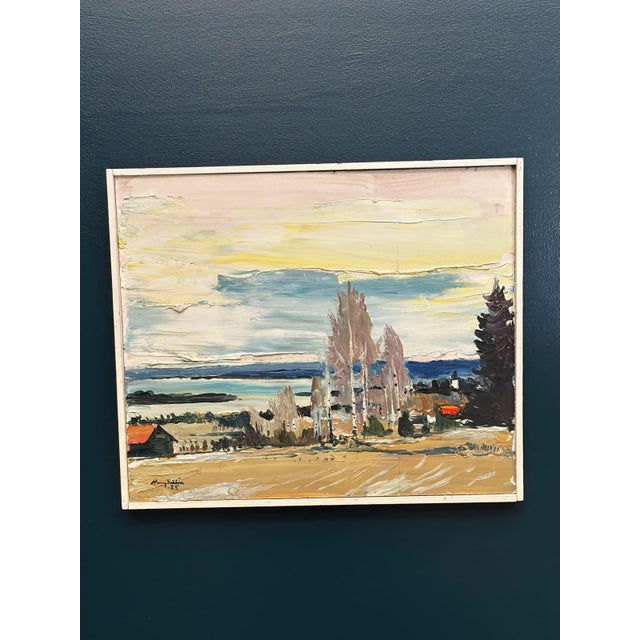 Harry Sahlin, Houses by the Shore, 1975, Oil on Panel, Framed For Sale - Image 17 of 18